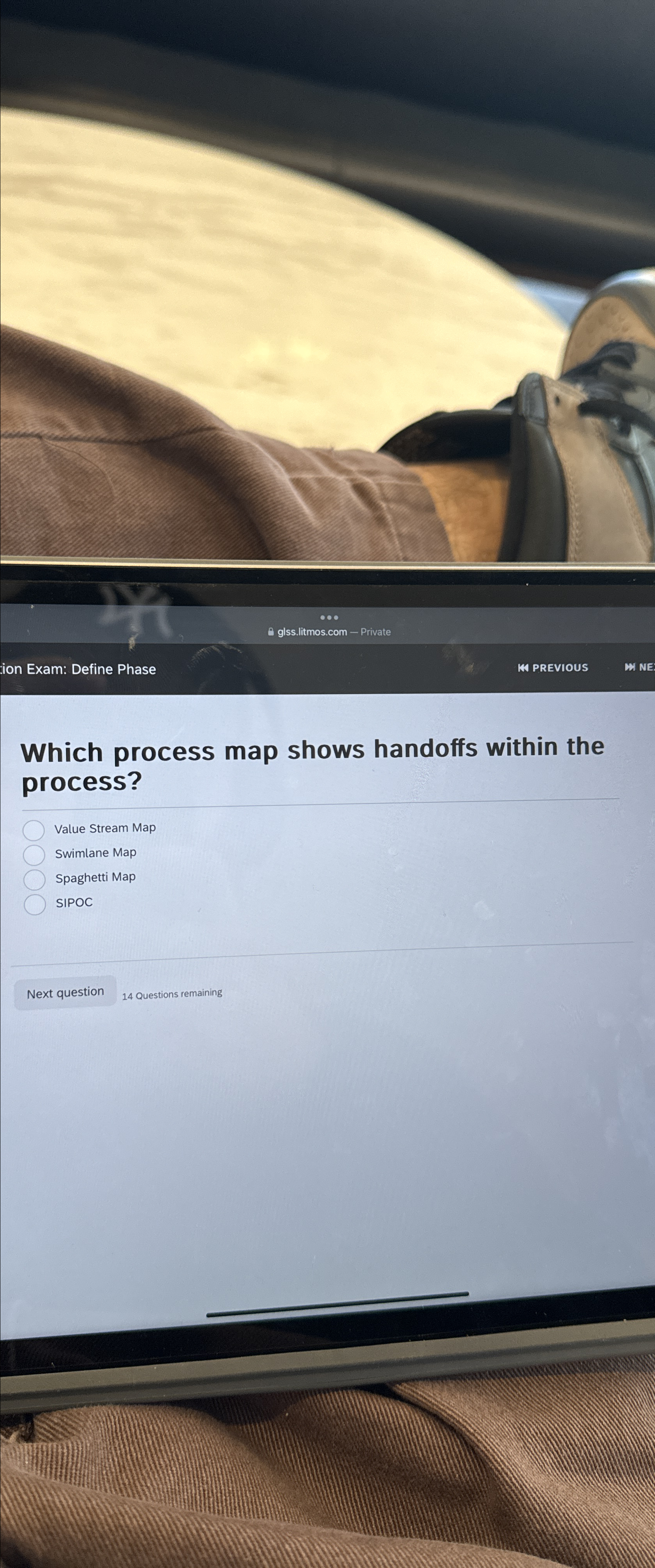  Q glss.litmos.com - Private Define Phase W PREVIOUS Which process map