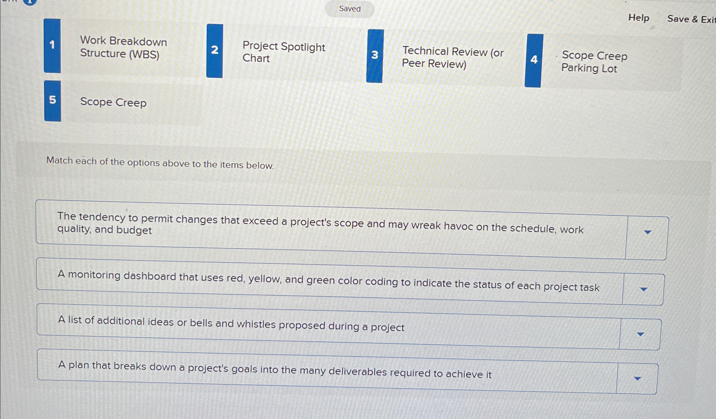  Saved 1 Project Spotlight Chart 3 Technical Review (or Peer Review)