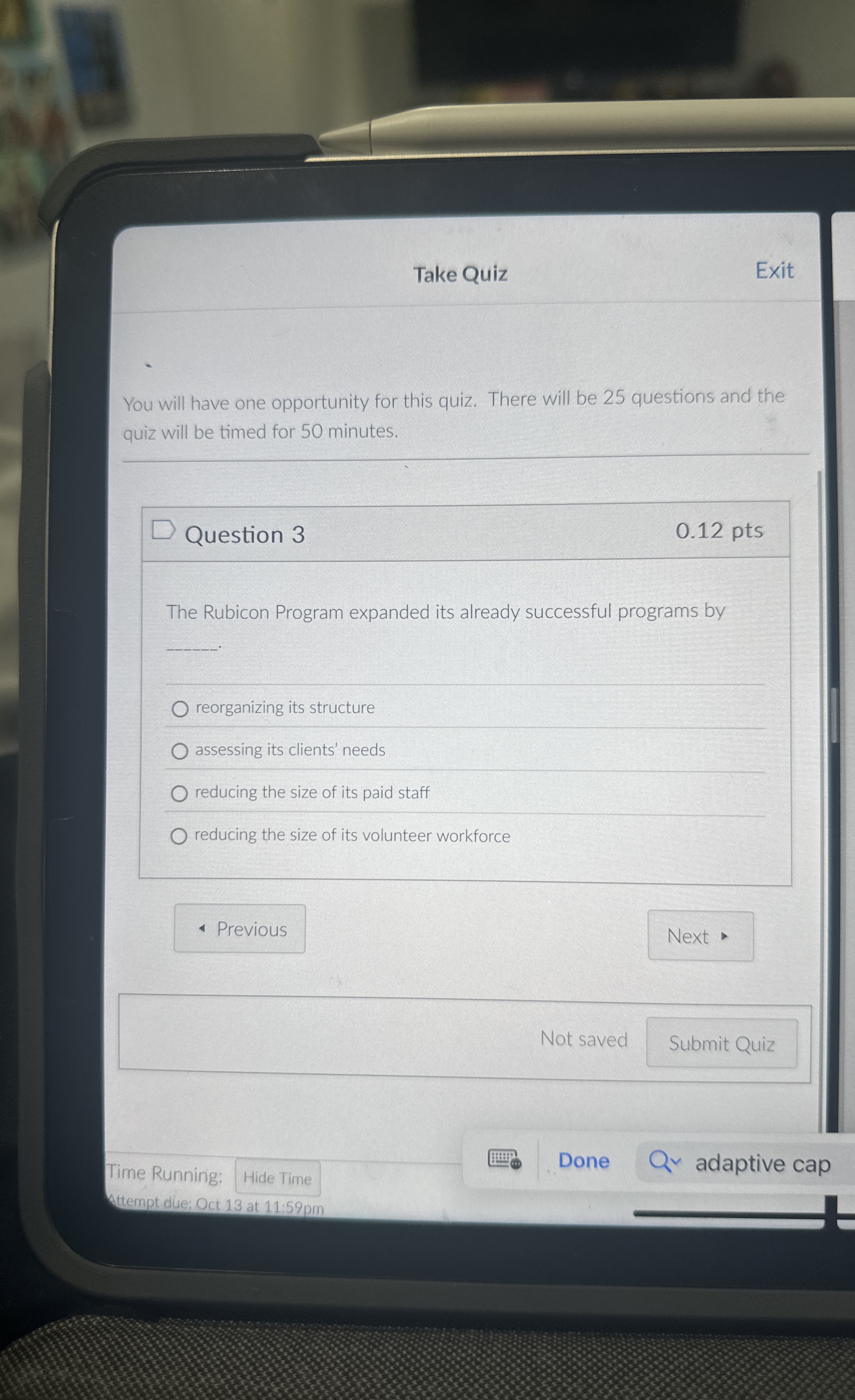  Question 3 The Rubicon Program expanded its already successful programs by