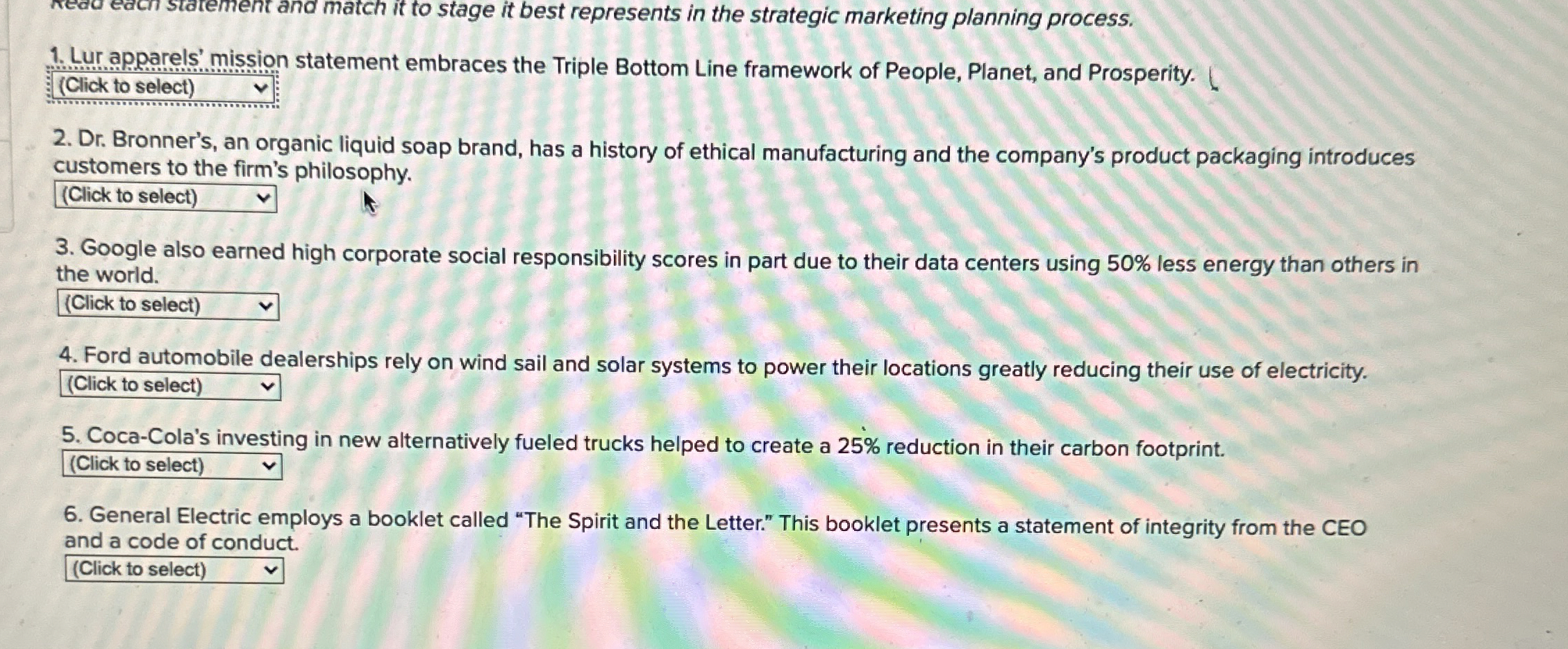  sead eacn statement and match it to stage it best represents