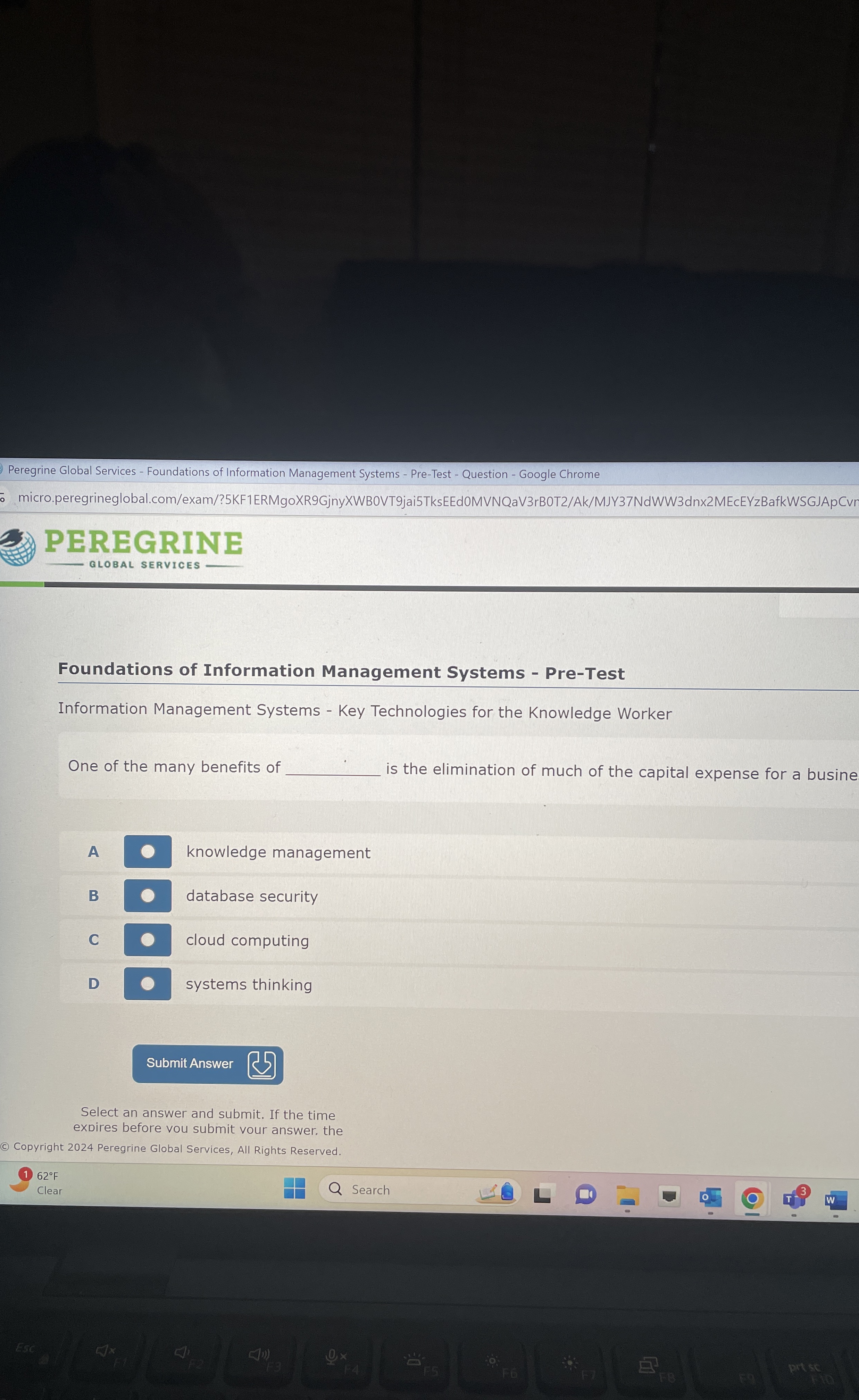  Foundations of Information Management Systems - Pre-Test Information Management Systems -