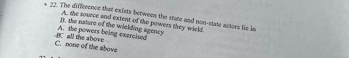  The difference that exists between the state and non-state actors lic