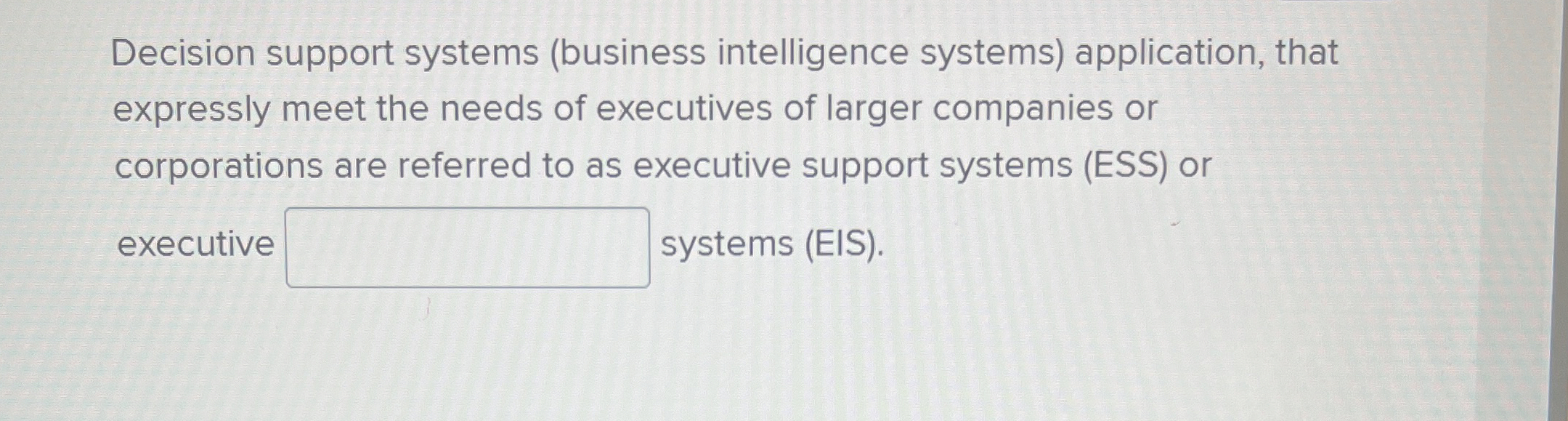  Decision support systems (business intelligence systems) application, that expressly meet the