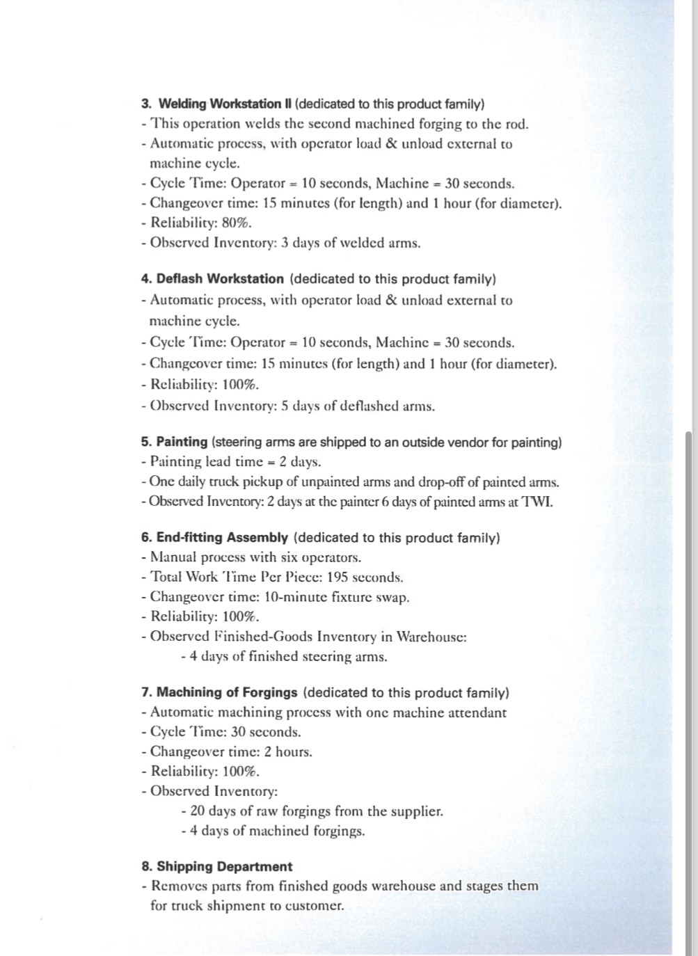 Value-Stream Mapping Data Set TWI Industries TWI Industries produces several components