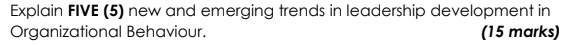  Explain In details FIVE (5) new and emerging trends in leadership