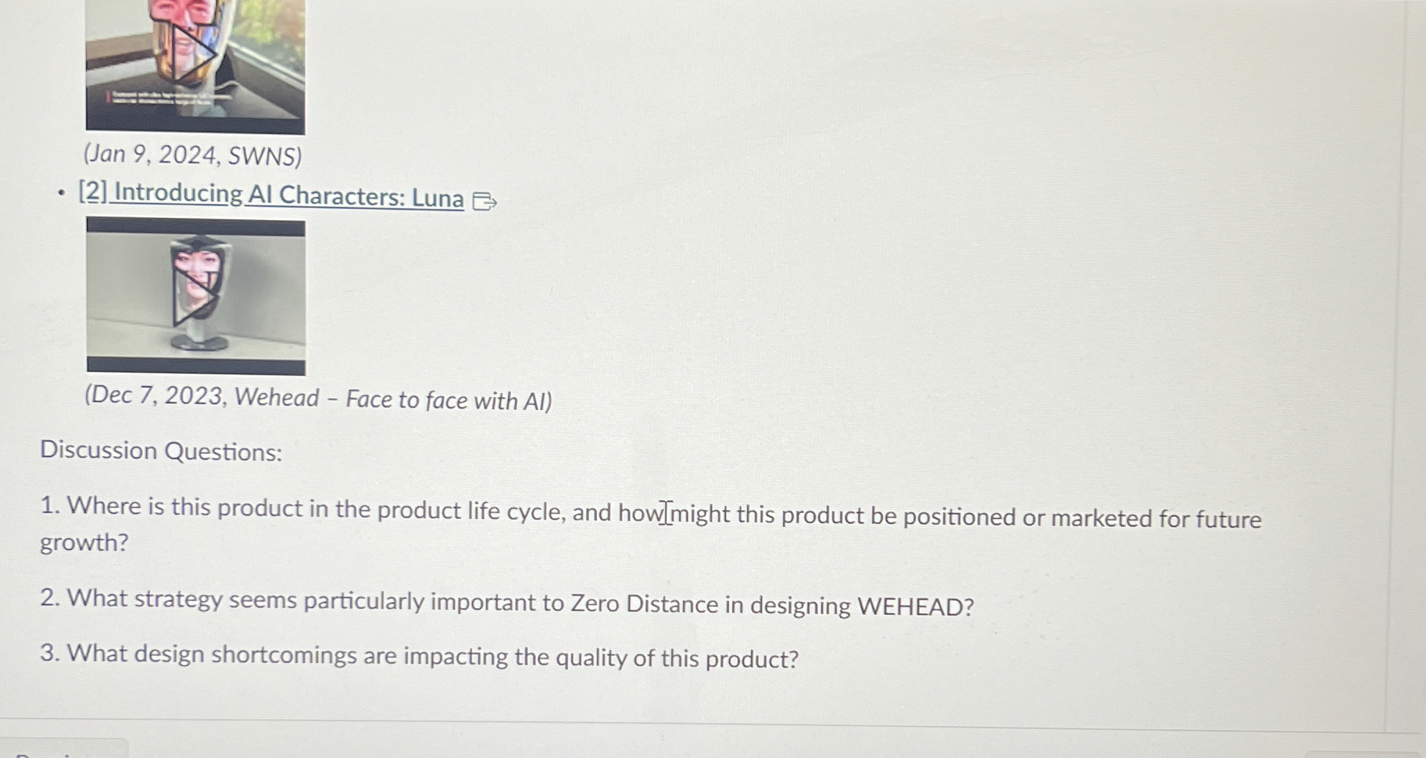  (Jan 9,2024, SWNS) [2] Introducing Al Characters: Luna (Dec 7,2023, Wehead