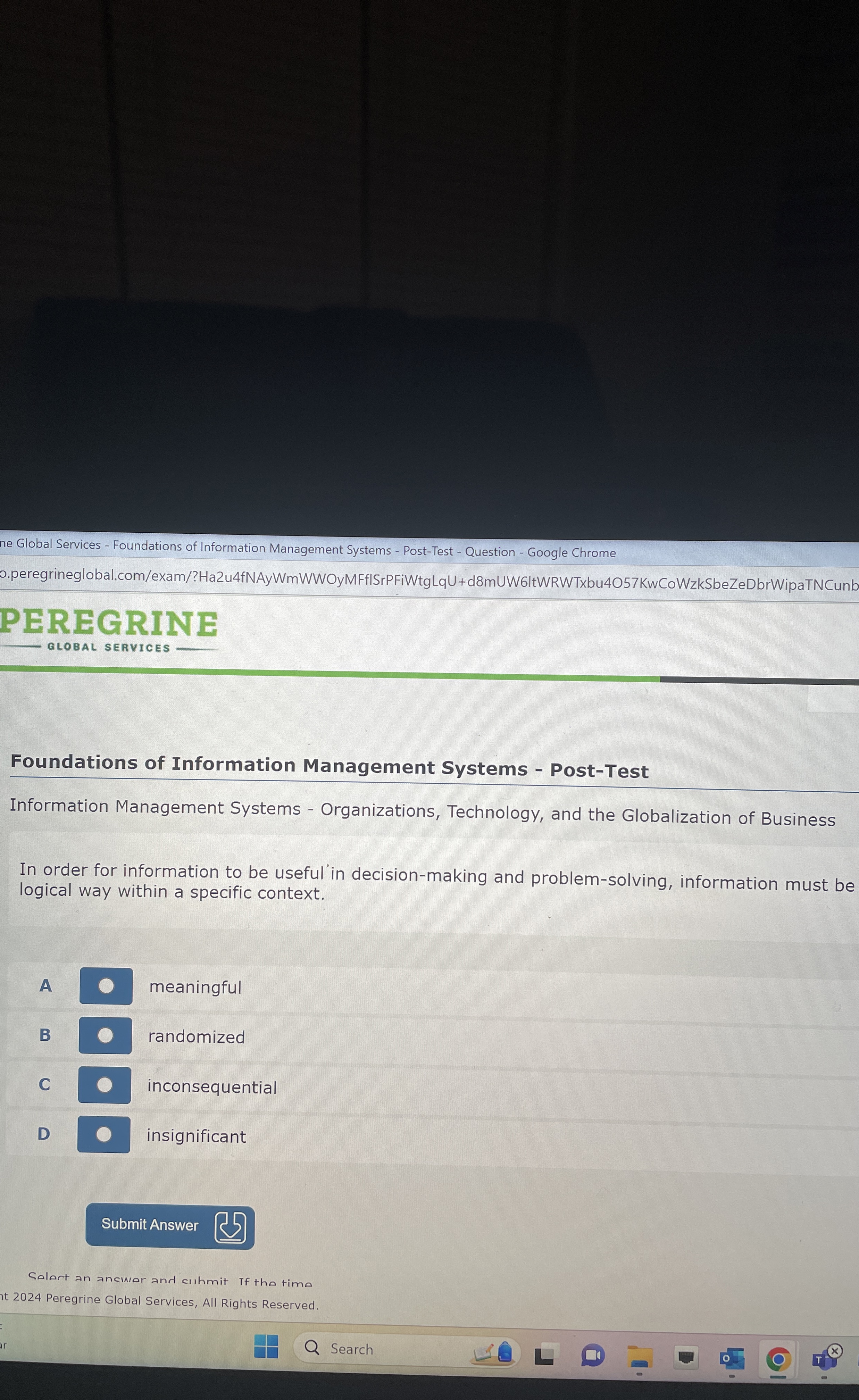  Foundations of Information Management Systems - Post-Test Information Management Systems -