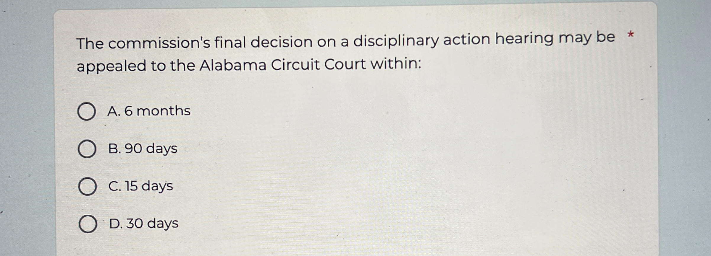  The commission's final decision on a disciplinary action hearing may be