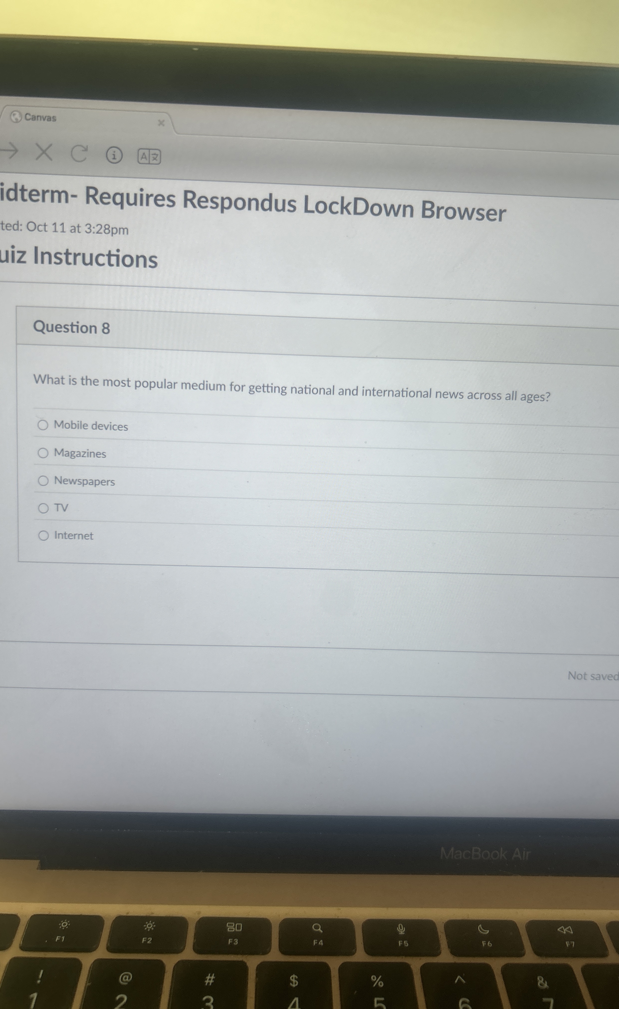  Question 8 What is the most popular medium for getting national