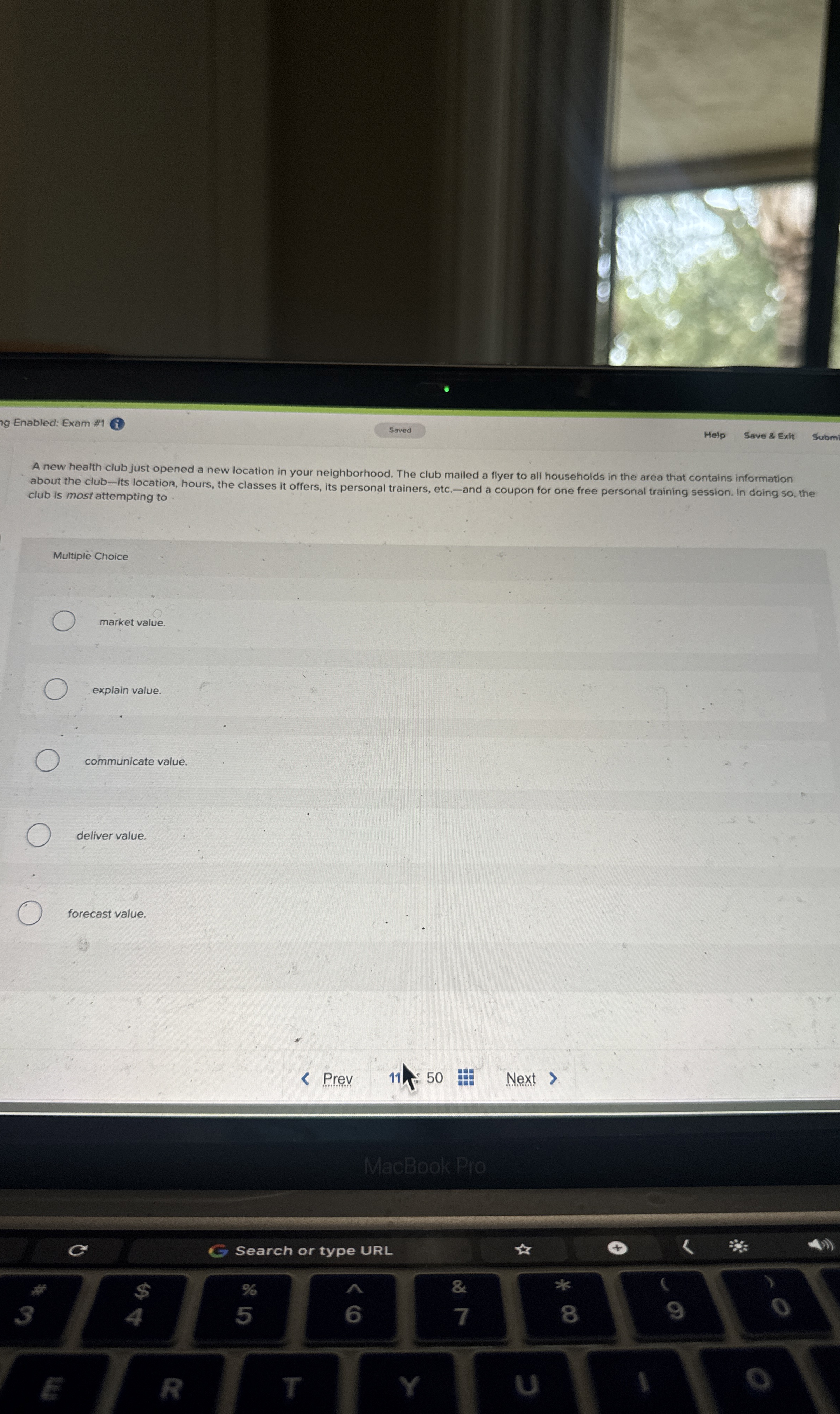  ig Enabled: Exam #1 Help Save & Exit Submi A new