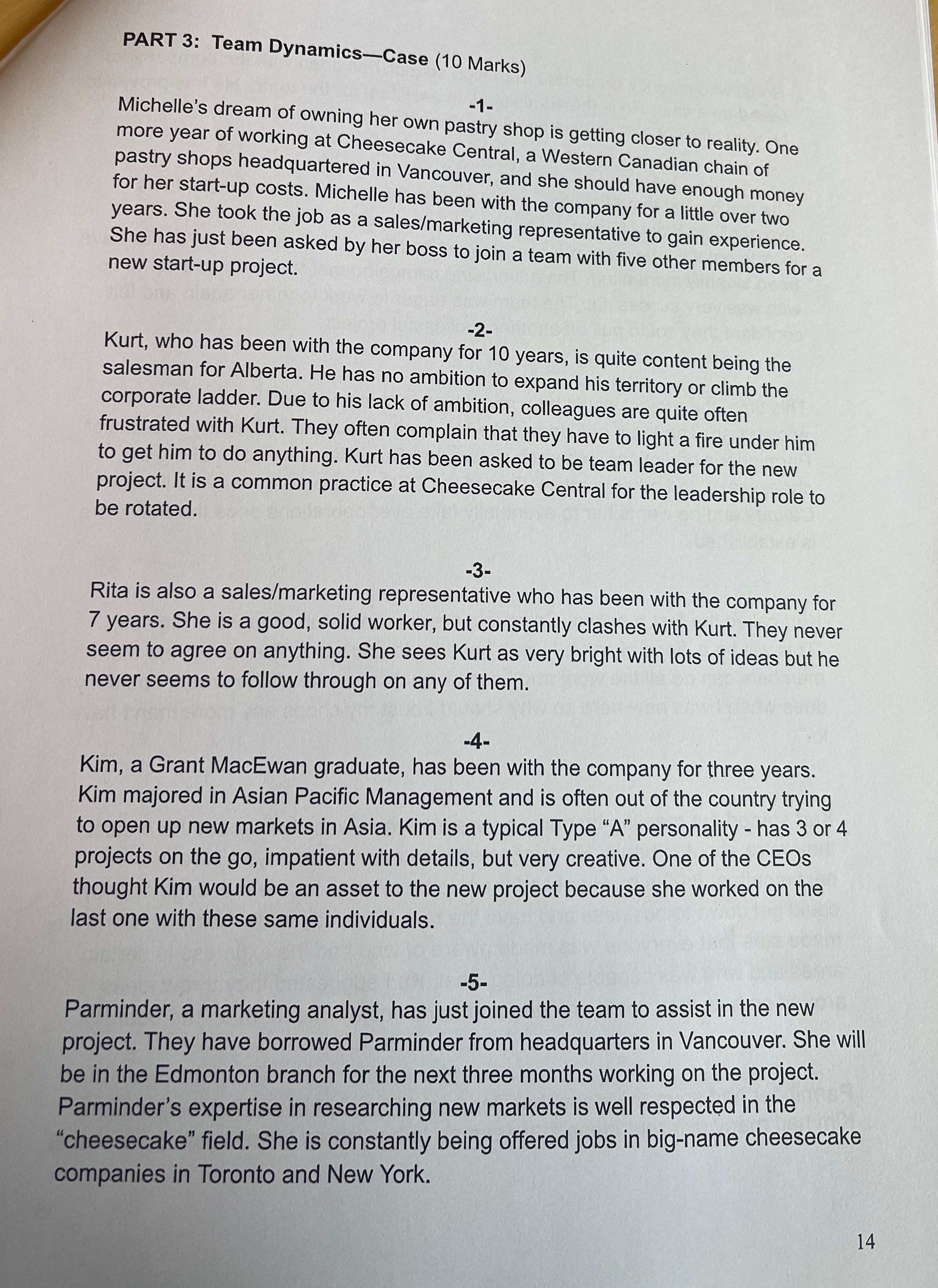  PART 3: Team Dynamics-Case (10 Marks) -1- Michelle's dream of owning