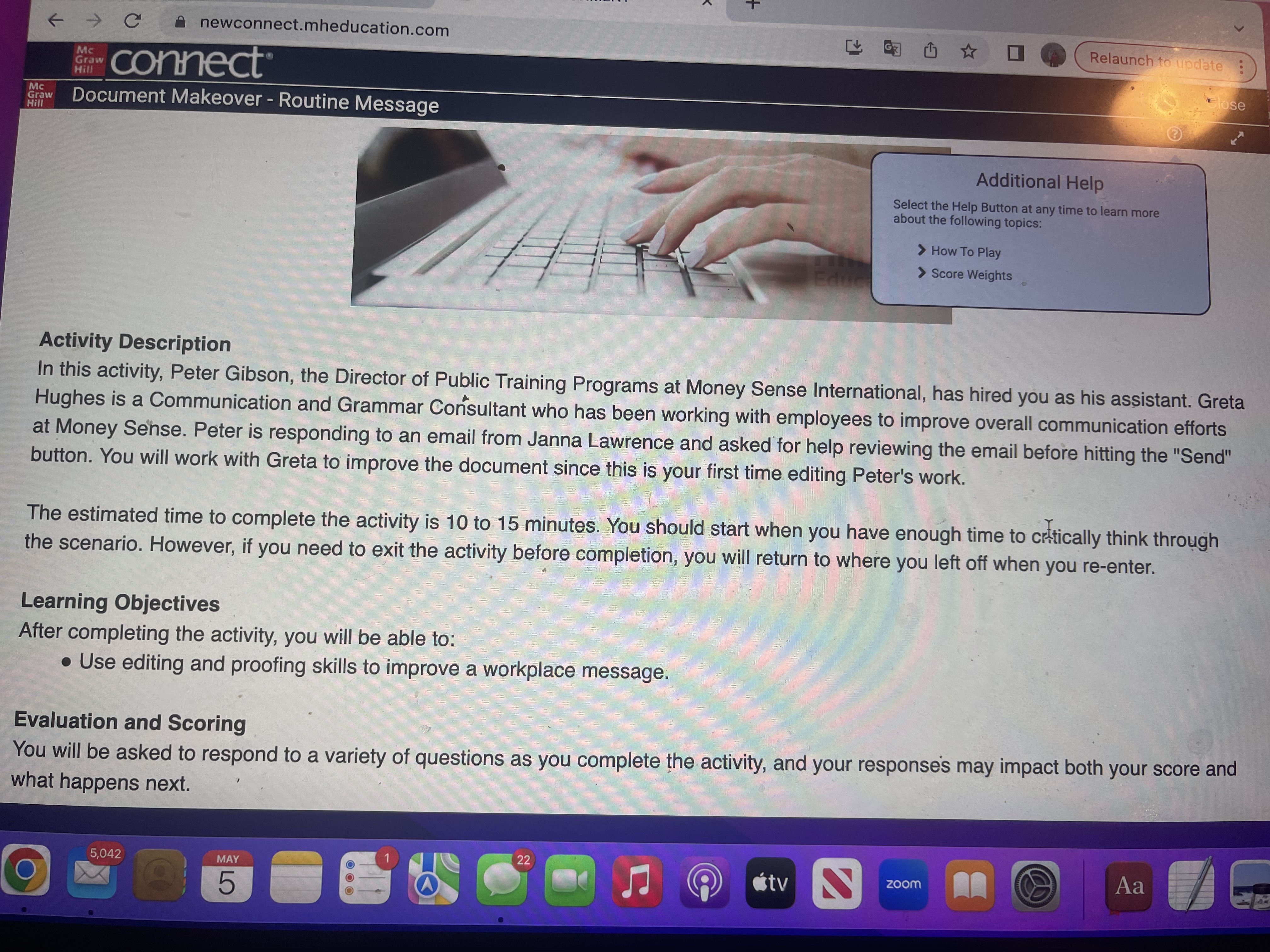 connect Relaunch to update Document Makeover - Routine Message Activity Description