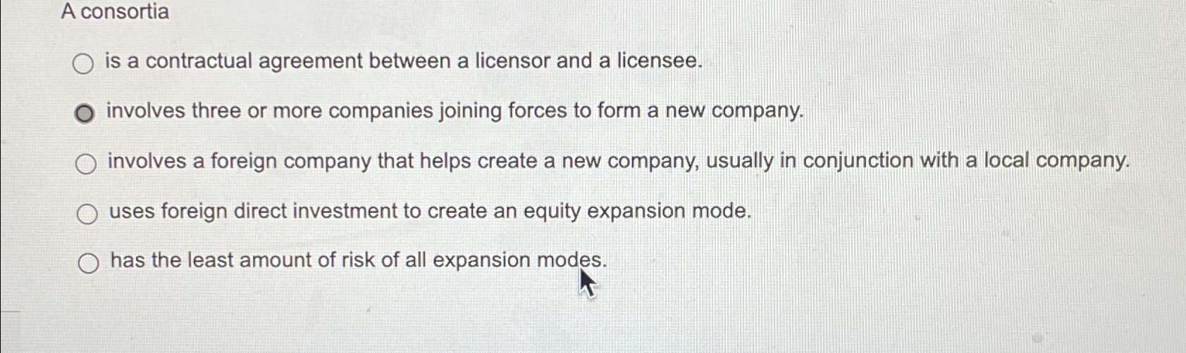  A consortia is a contractual agreement between a licensor and a