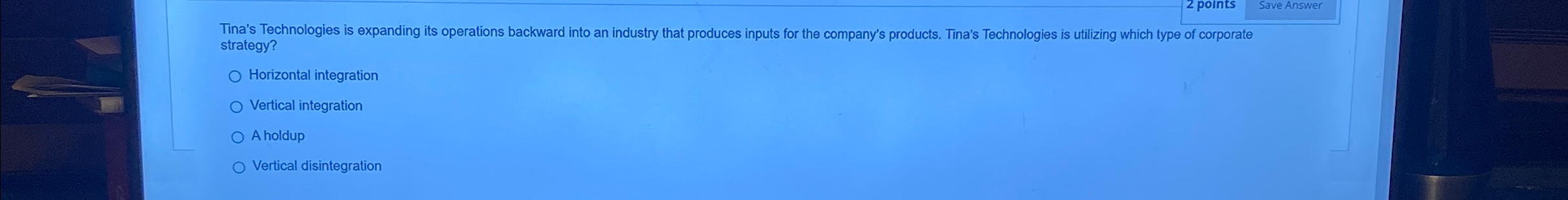  Save Answer 2 points Save Answer Tina's Technologies is expanding its