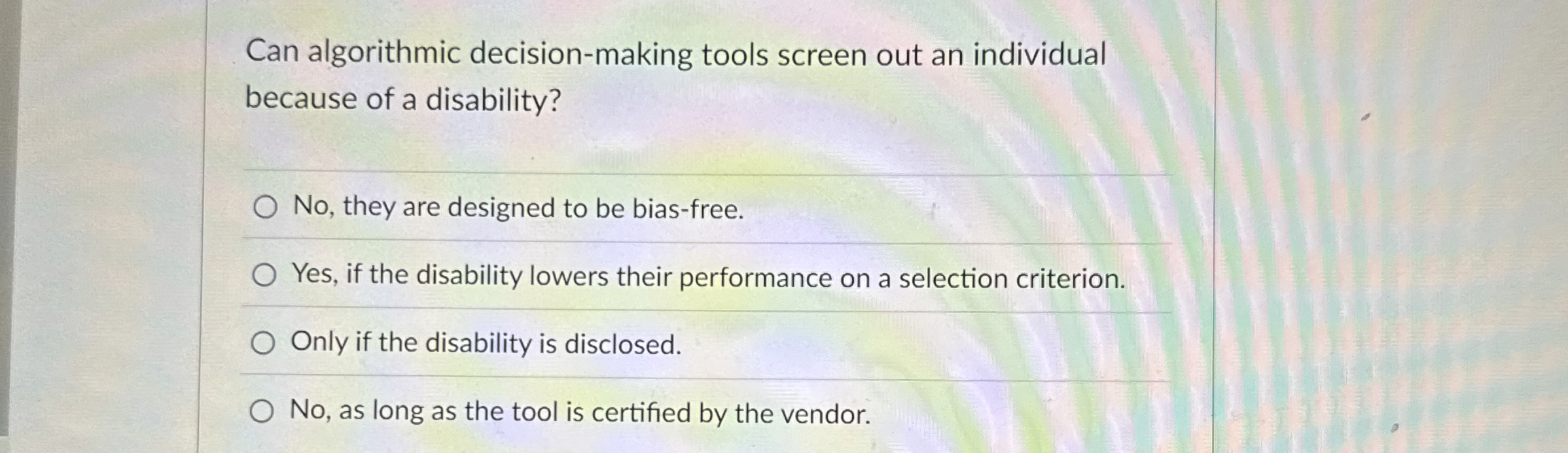  Can algorithmic decision-making tools screen out an individual because of a