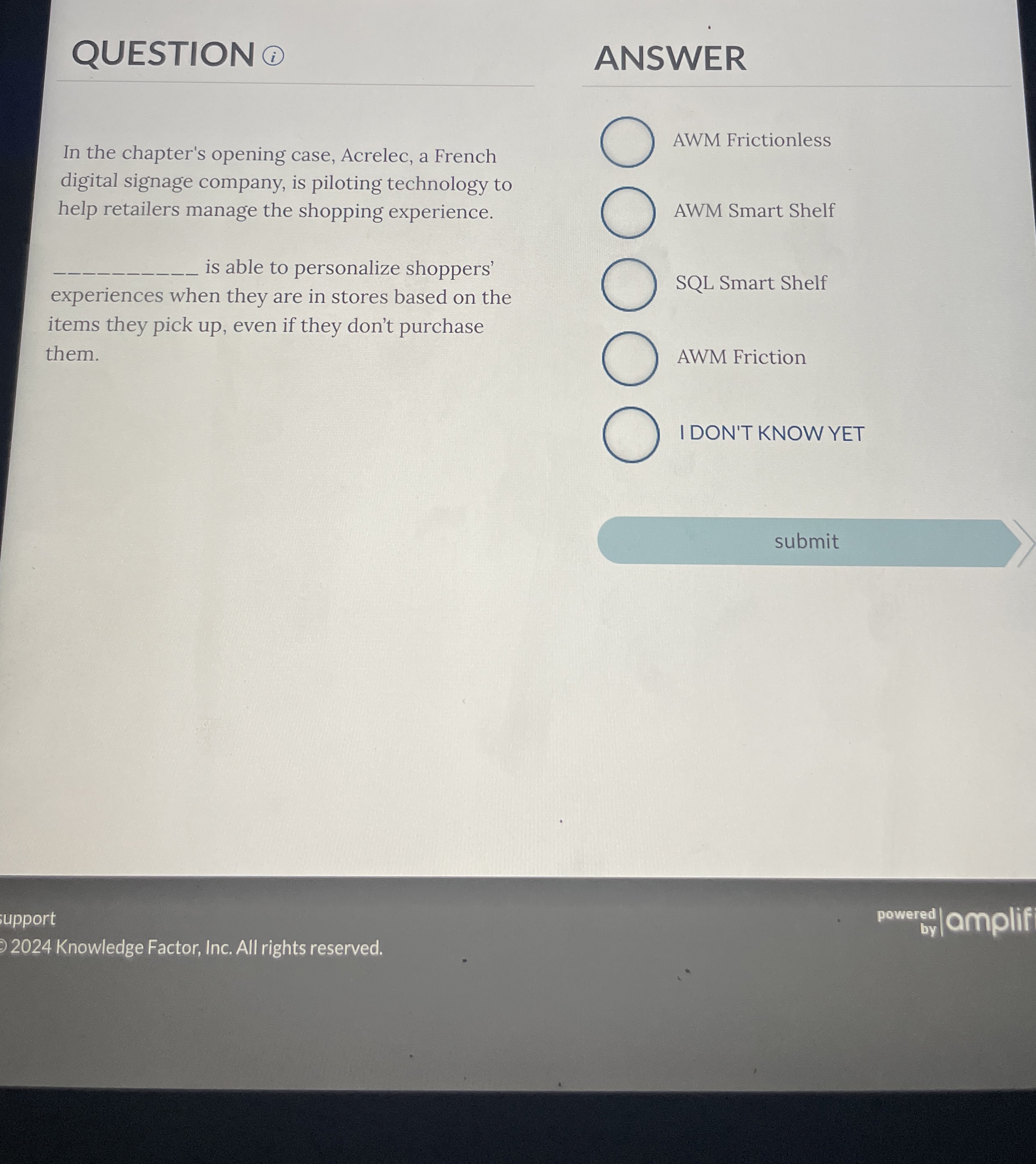  QUESTION ANSWER In the chapter's opening case, Acrelec, a French digital