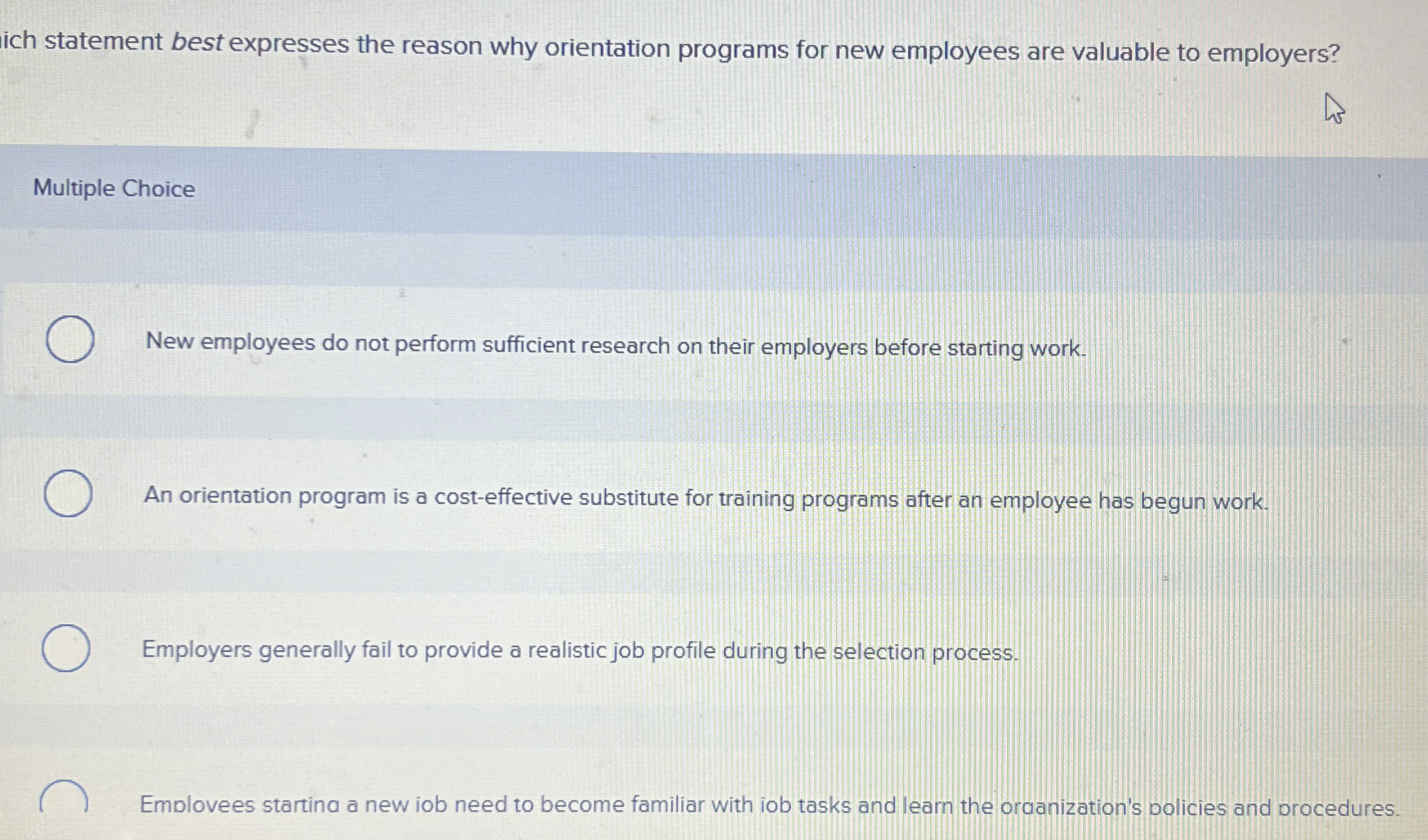  ich statement best expresses the reason why orientation programs for new