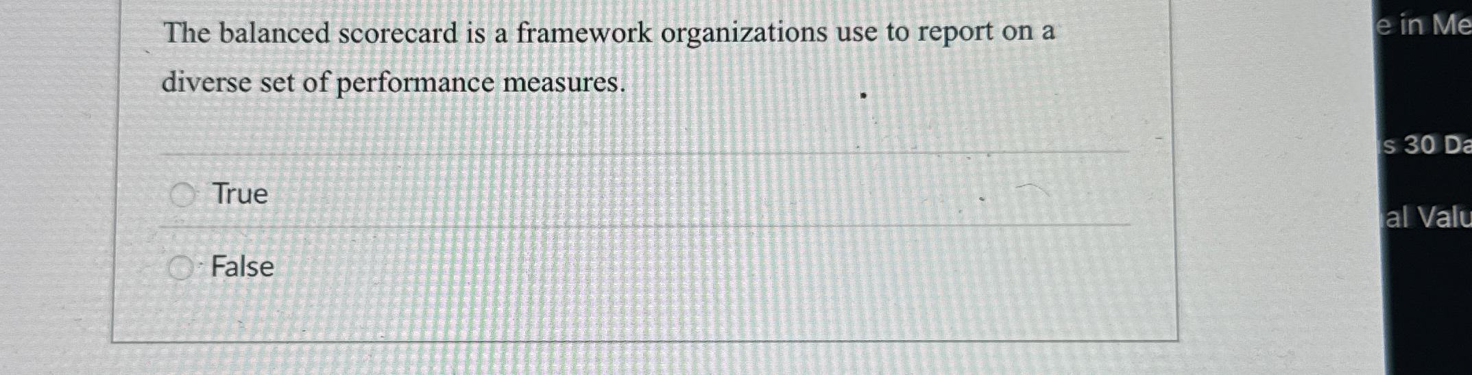  The balanced scorecard is a framework organizations use to report on