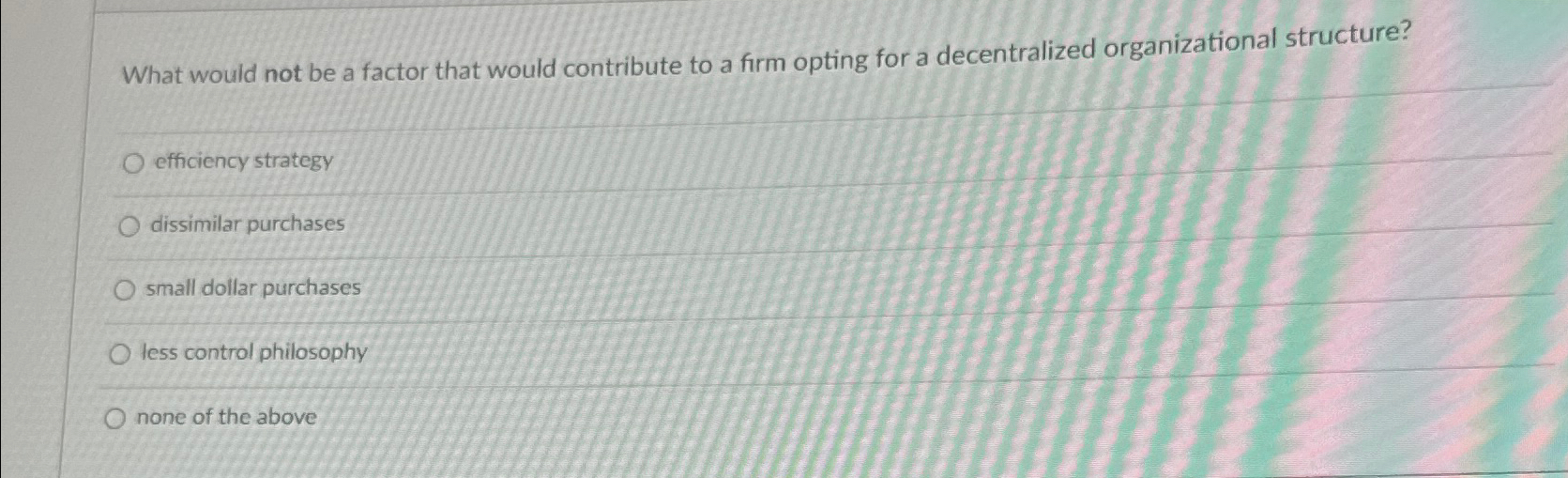  What would not be a factor that would contribute to a