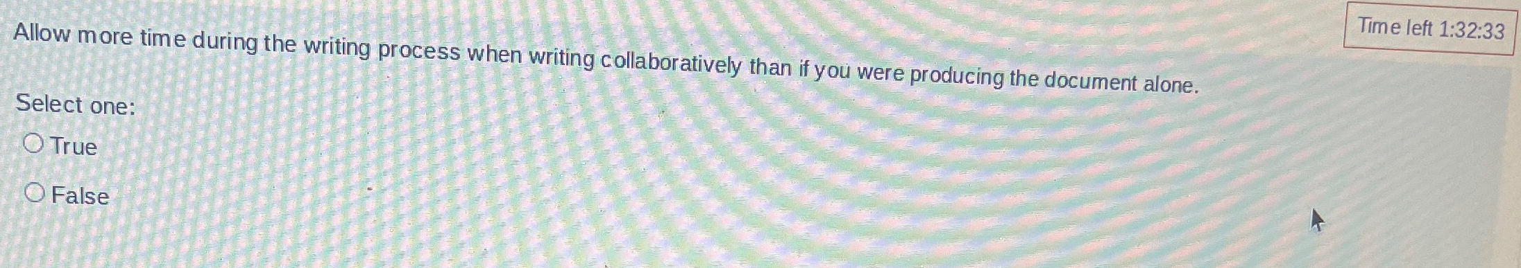  Time left 1:32:33 Allow more time during the writing process when