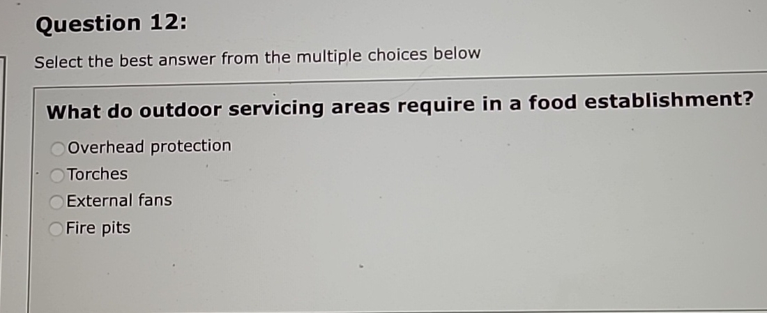  Question 12: Select the best answer from the multiple choices below