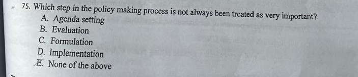  Which step in the policy making process is not always been