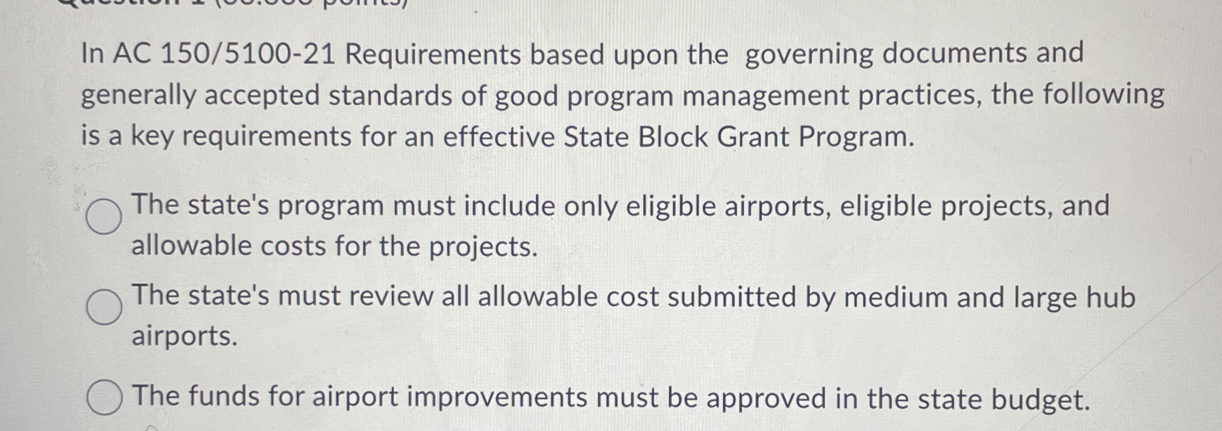  In AC 150/5100-21 Requirements based upon the governing documents and generally
