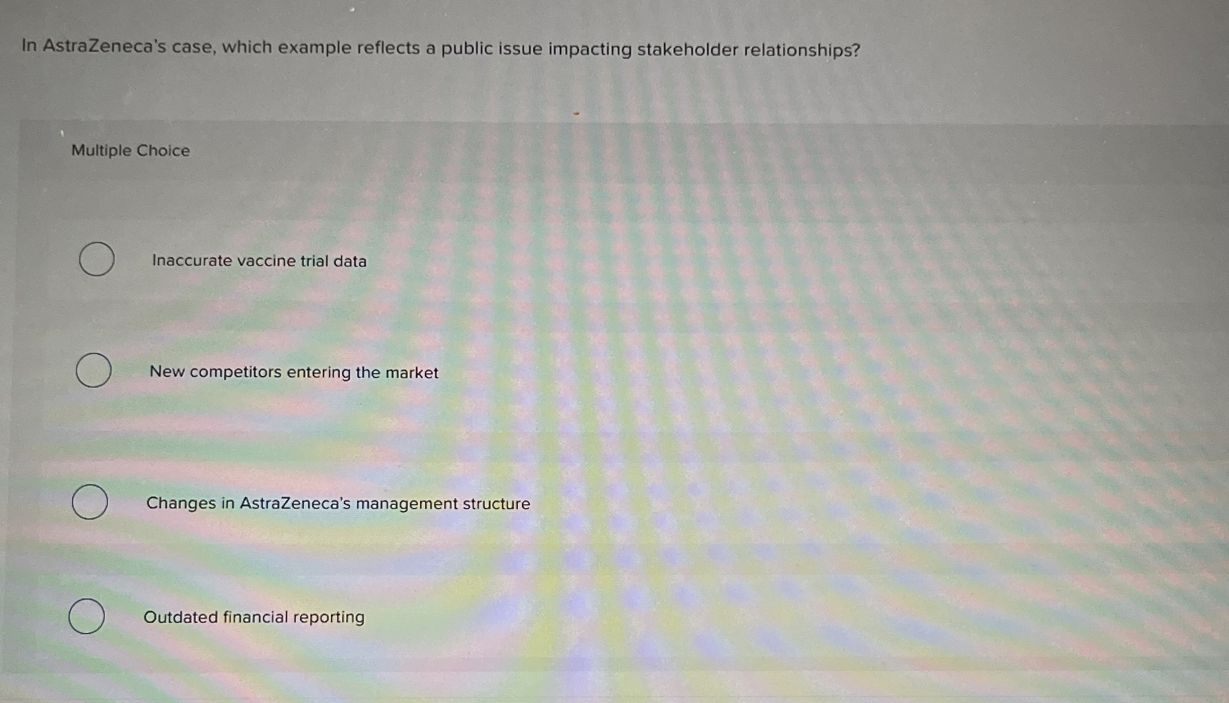  In AstraZeneca's case, which example reflects a public issue impacting stakeholder