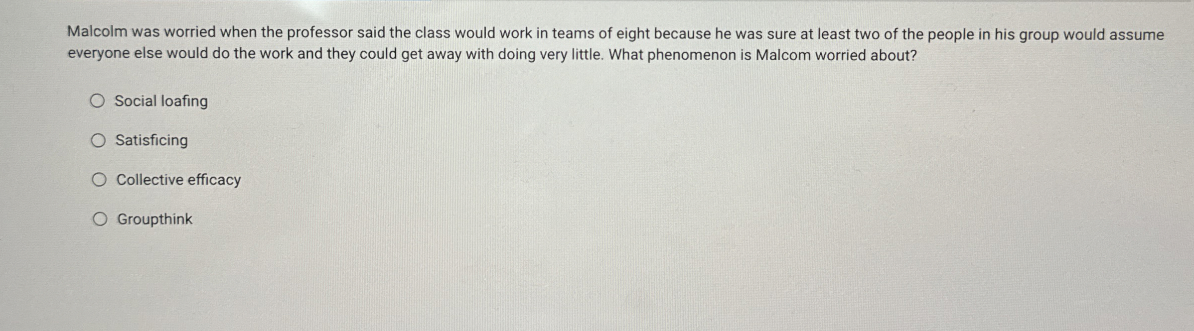  Malcolm was worried when the professor said the class would work