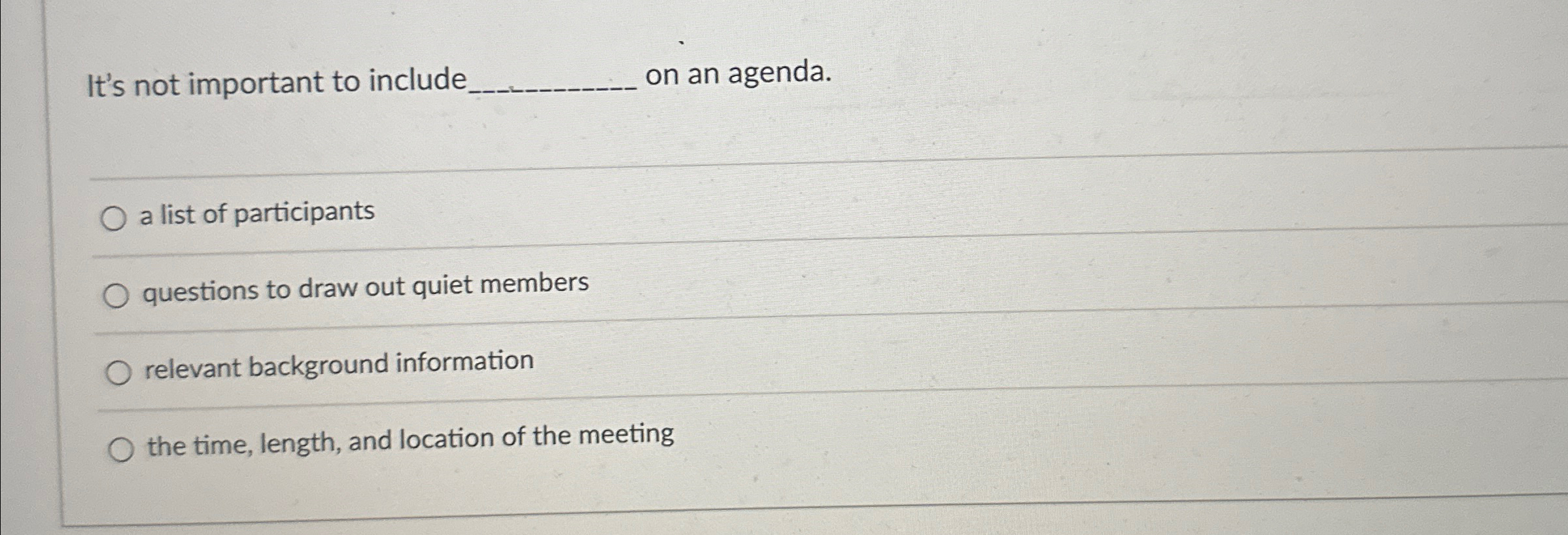  It's not important to include. on an agenda. q, a list