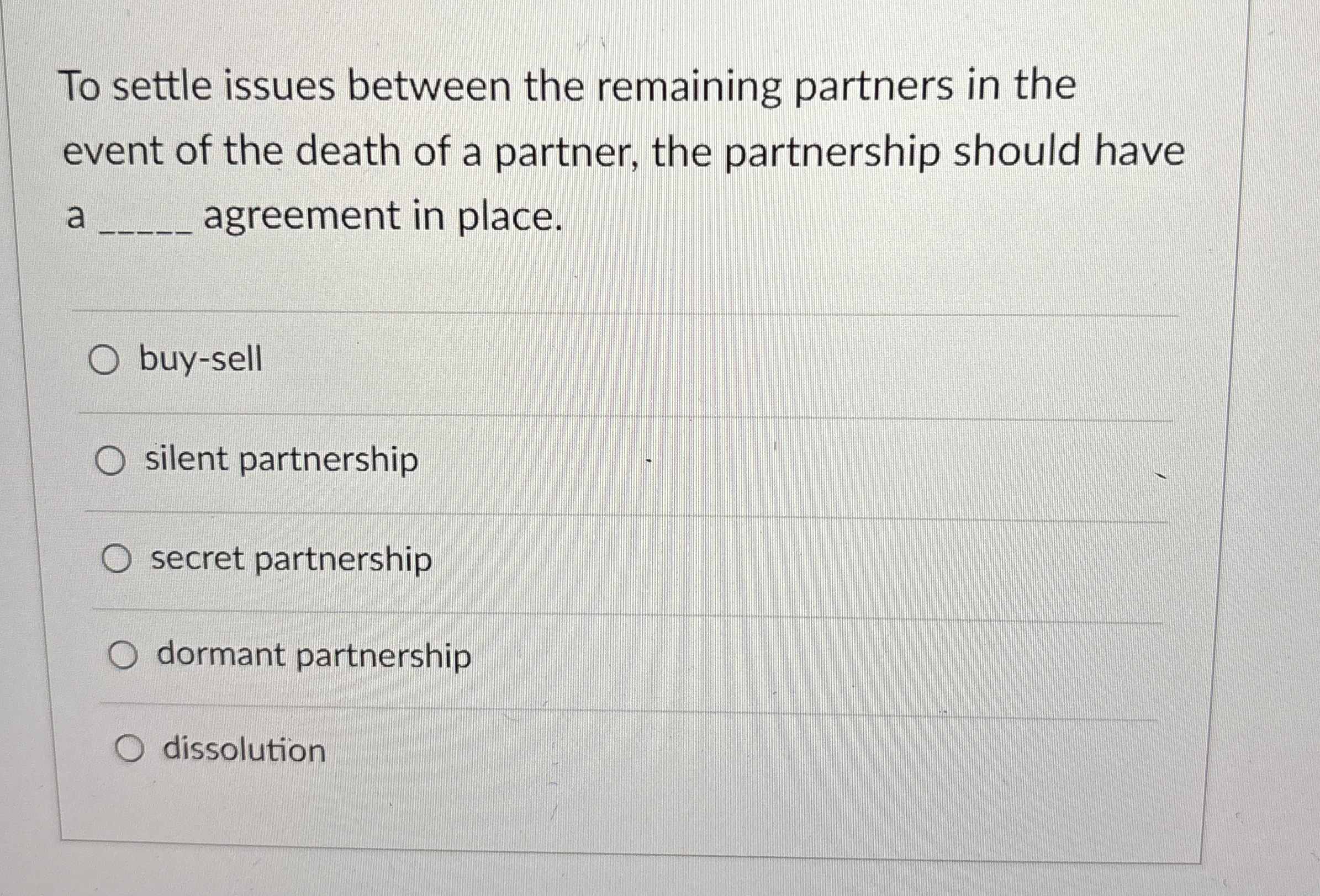  To settle issues between the remaining partners in the event of