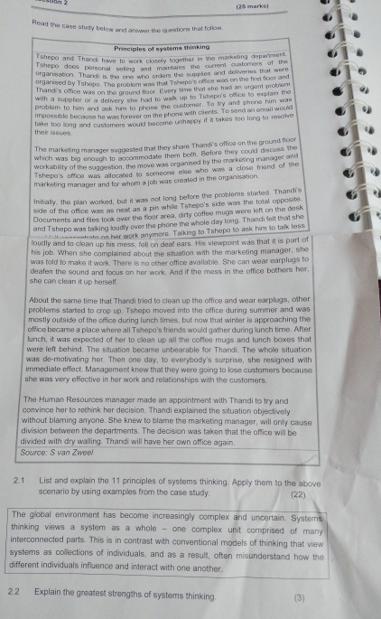  (25 marks) Read the case study belor and answer the quesitions