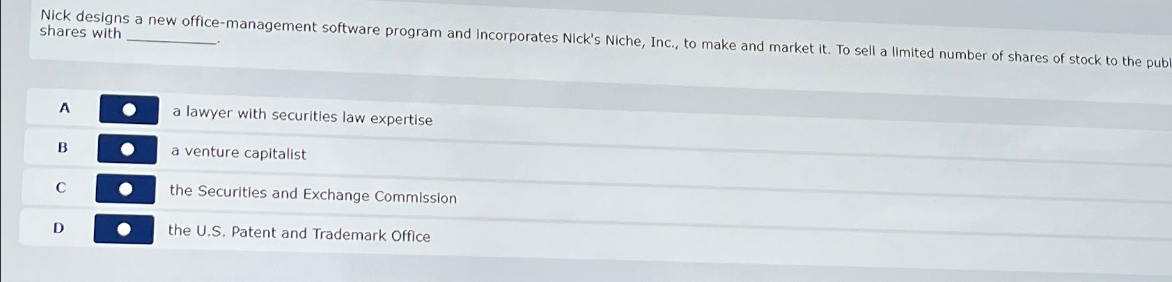  Nick designs a new office-management software program and incorporates Nick's Niche,