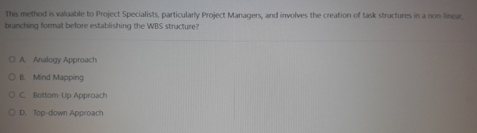  This method is valuable to Project Specialists, particularly Project Managers, and