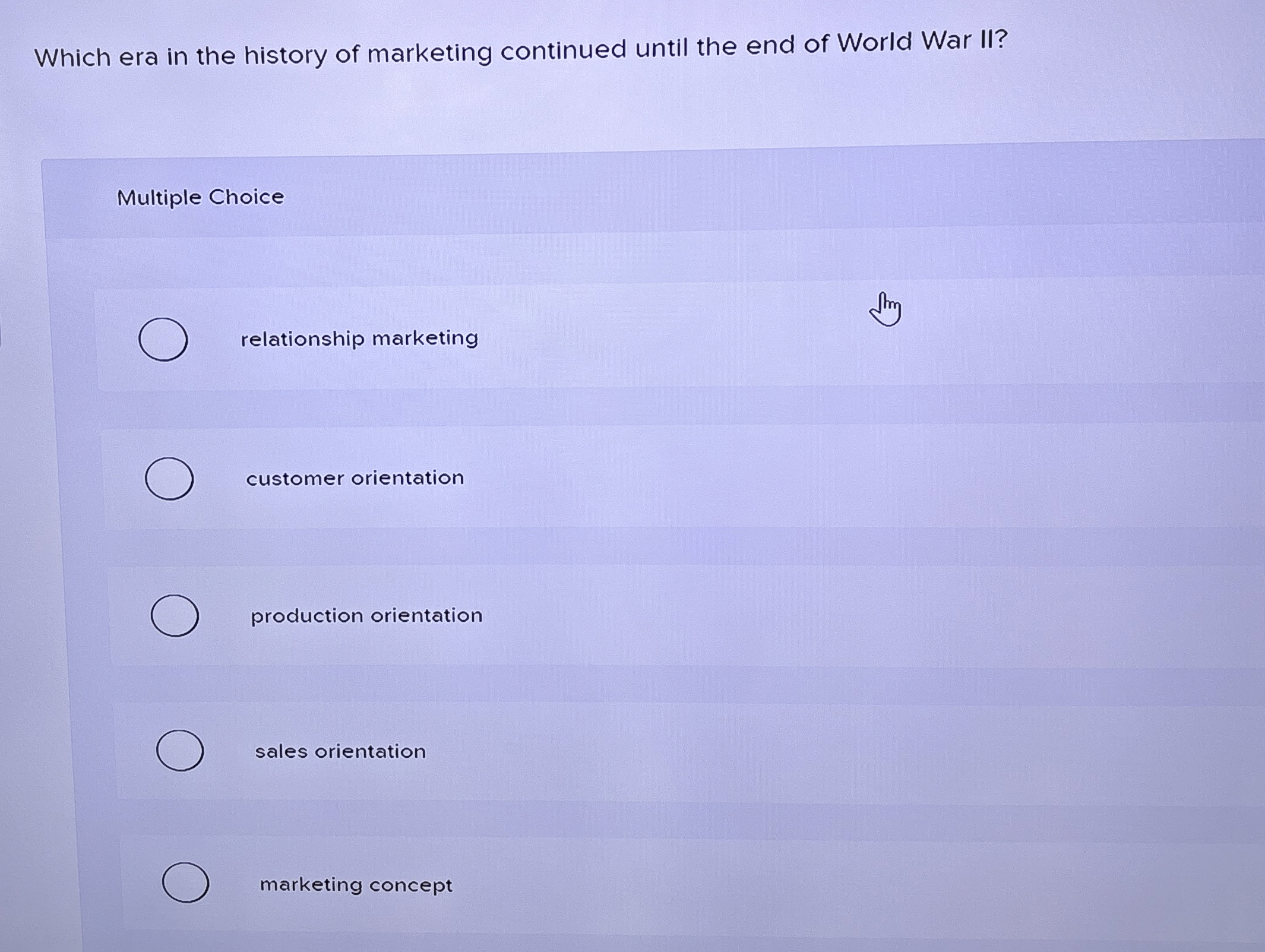  Marketers define customer value as Multiple Choice selling a product regardless