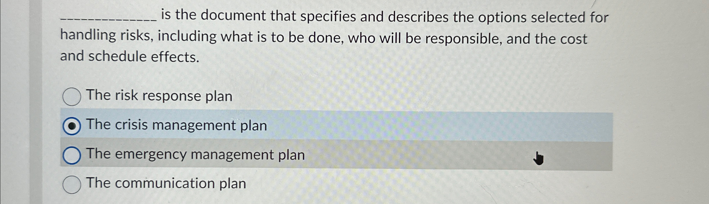  q, is the document that specifies and describes the options selected