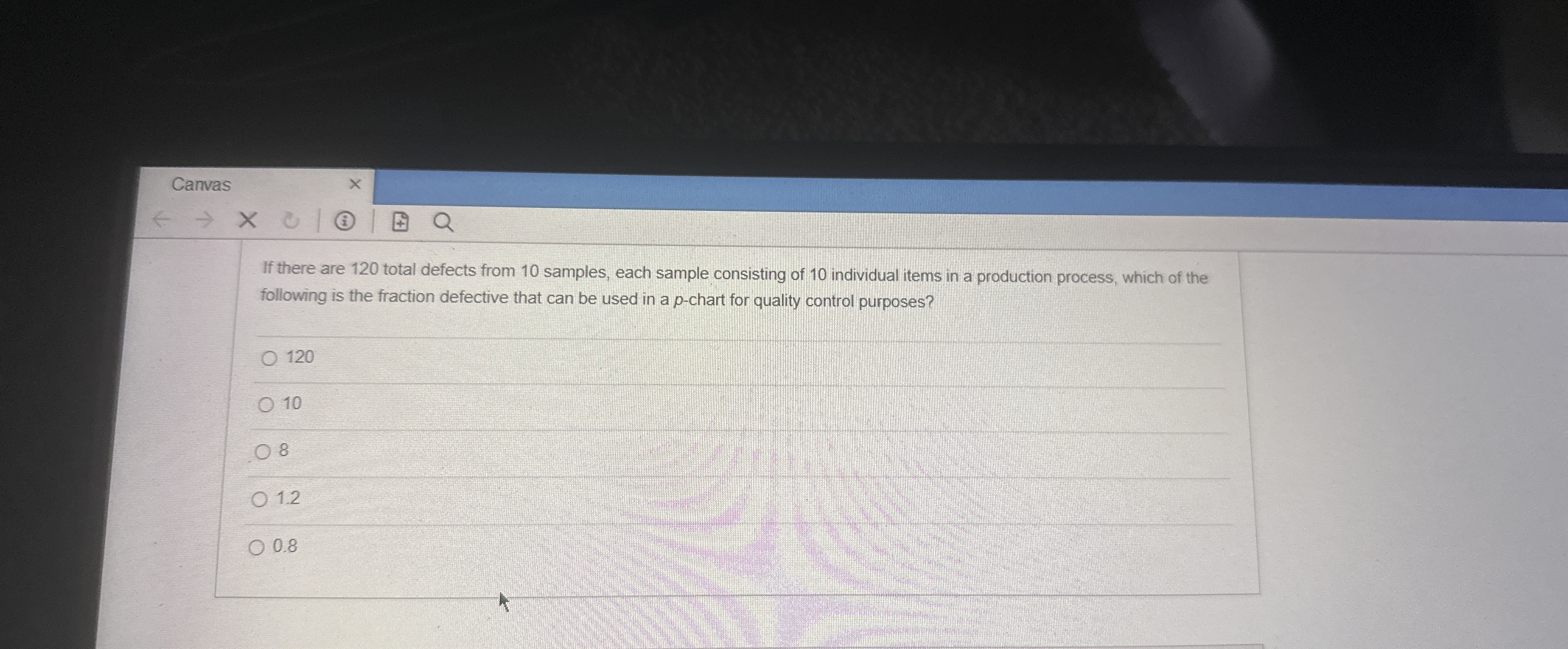  Canvas (i) If there are 120 total defects from 10 samples,