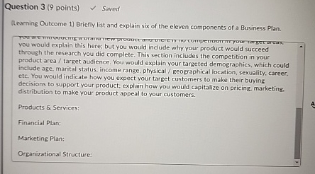  Question 3(9 points) Saved (Rearning Outcome 1) Briefly list and explain