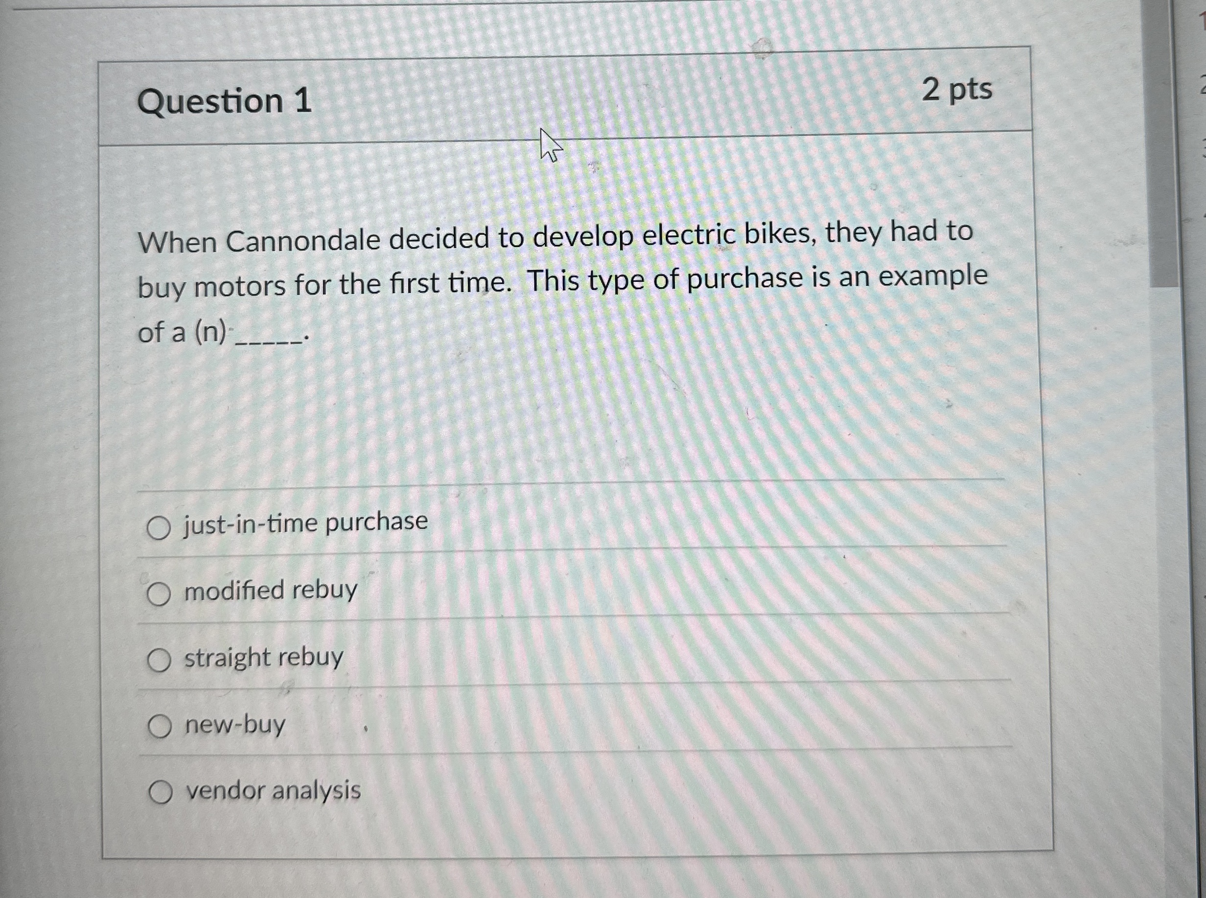  Question 1 When Cannondale decided to develop electric bikes, they had