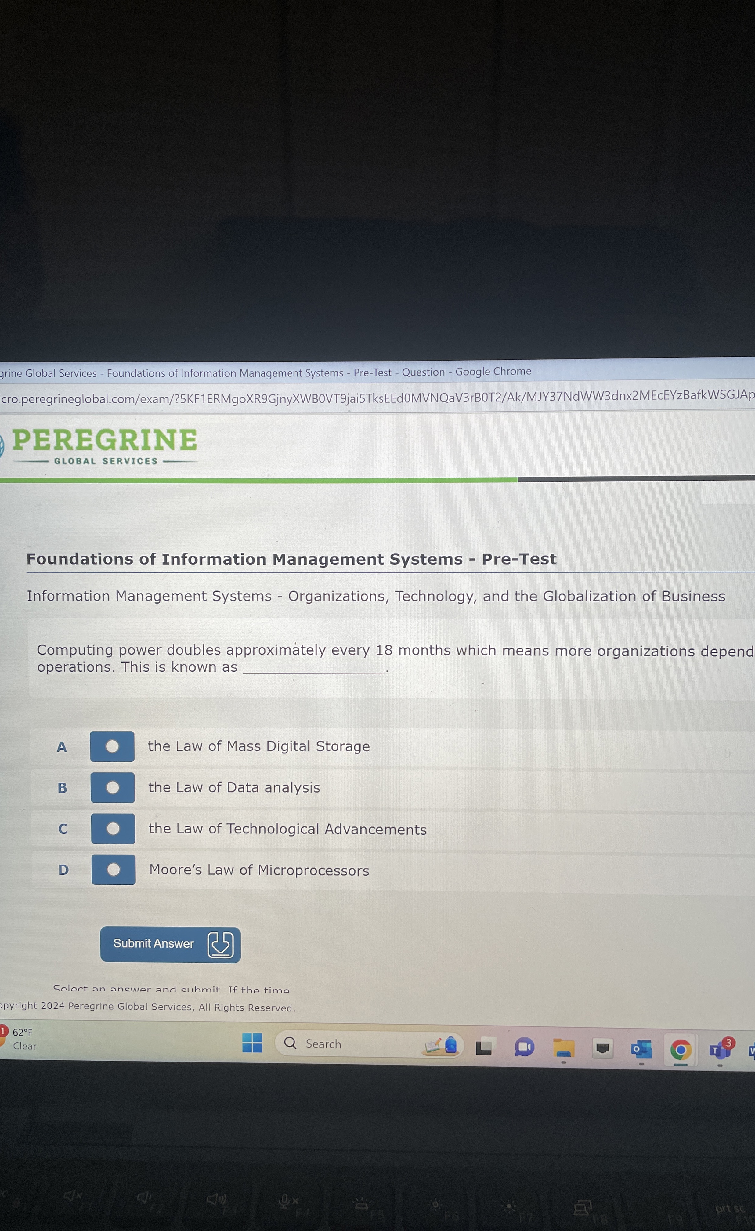  Foundations of Information Management Systems - Pre-Test Information Management Systems -