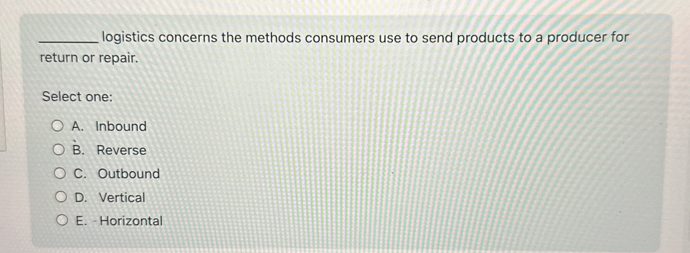  logistics concerns the methods consumers use to send products to a