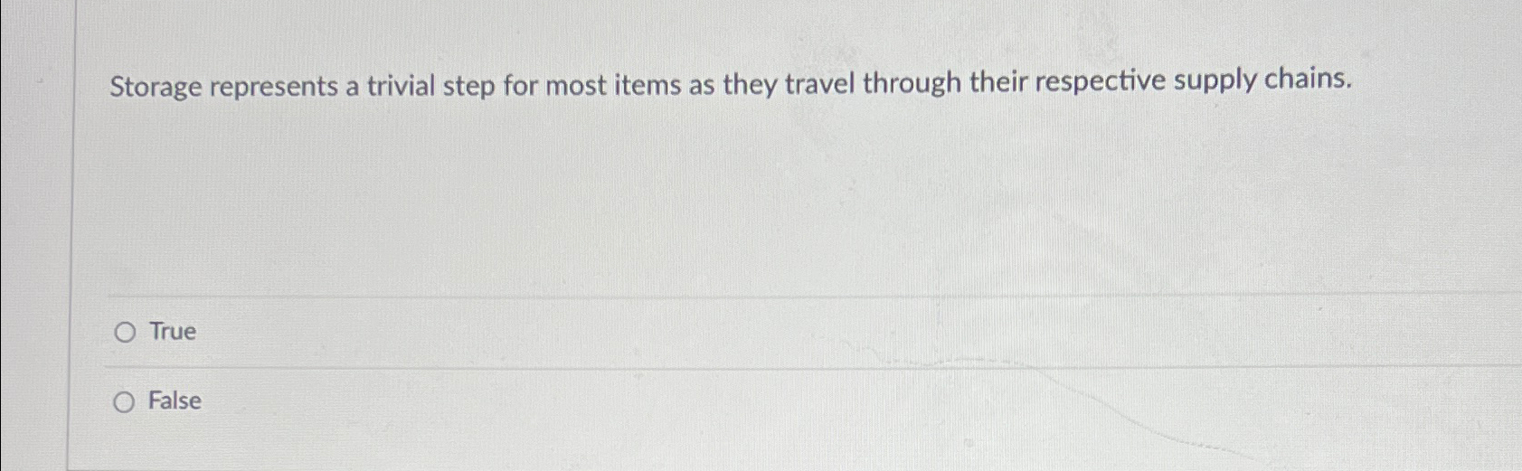  Storage represents a trivial step for most items as they travel