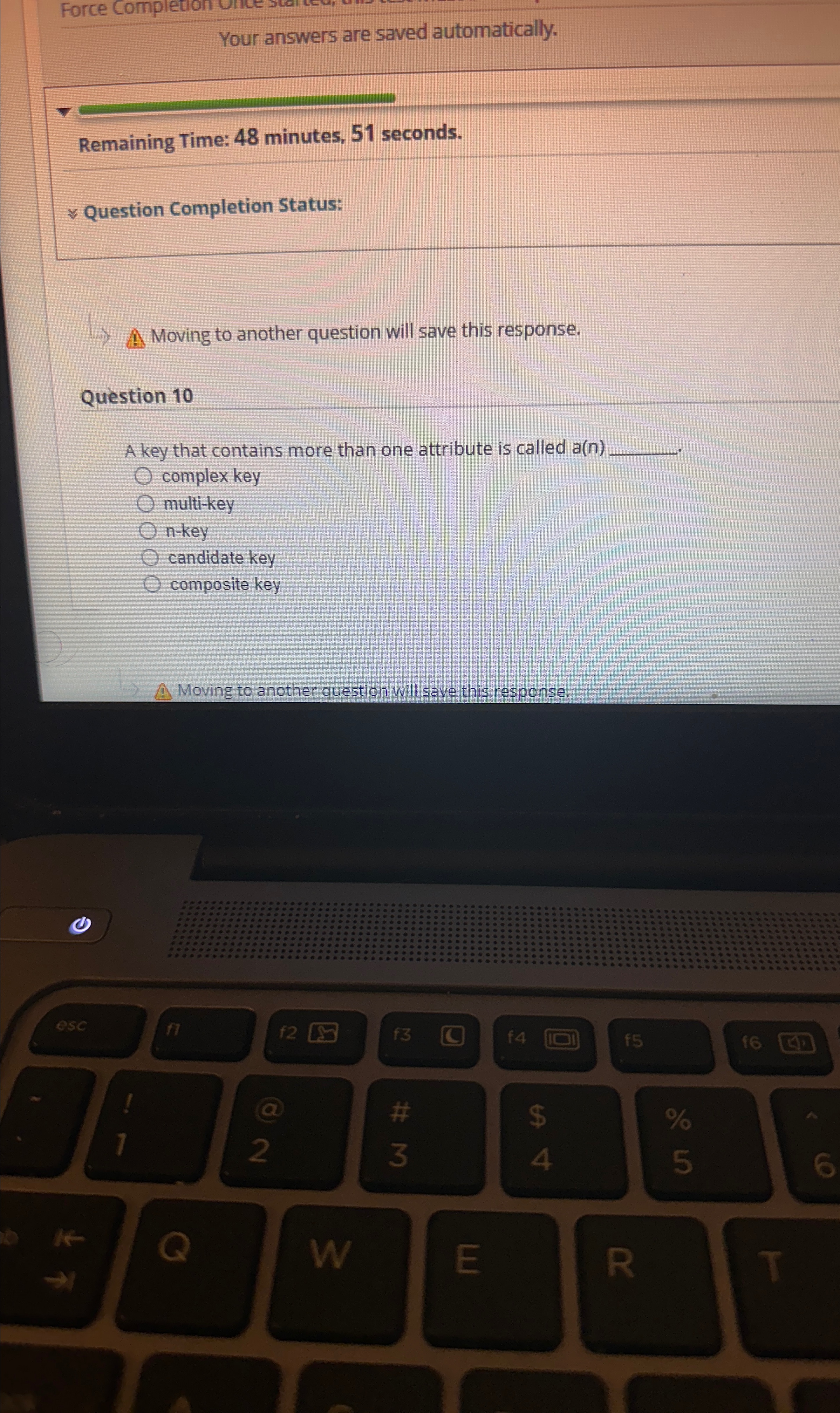  Force Completion Your answers are saved automatically. Remaining Time: 48 minutes,