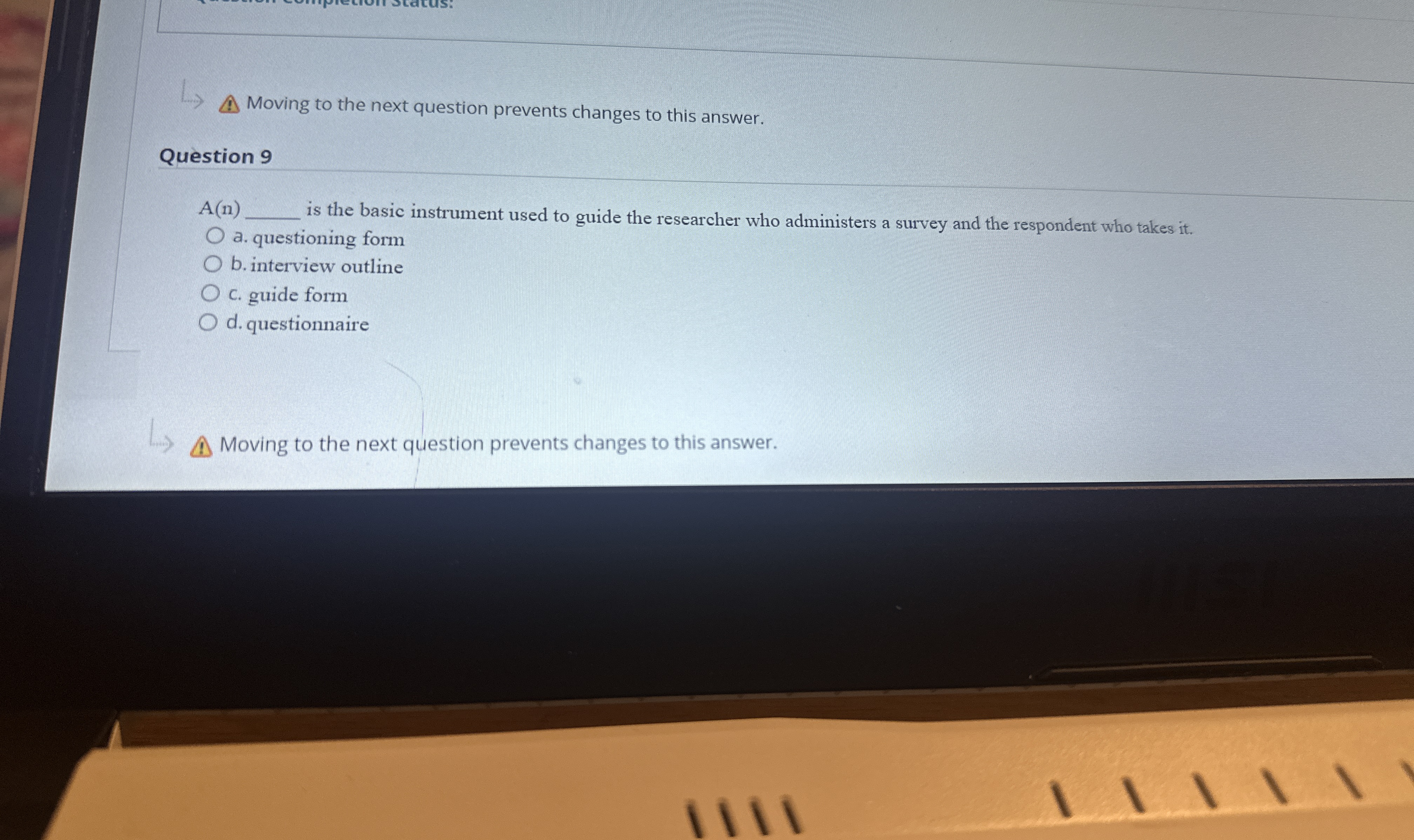  Moving to the next question prevents changes to this answer. Question