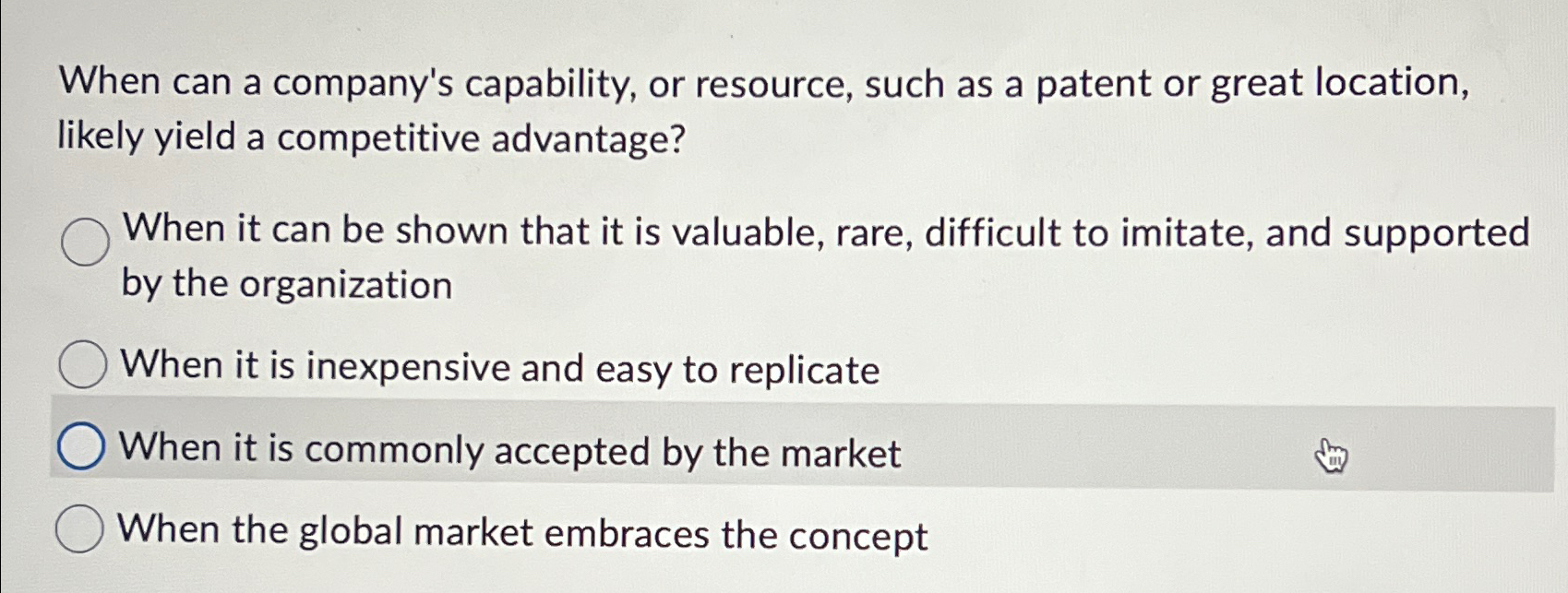  When can a company's capability, or resource, such as a patent