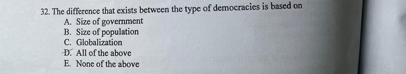 The difference that exists between the type of democracies is based
