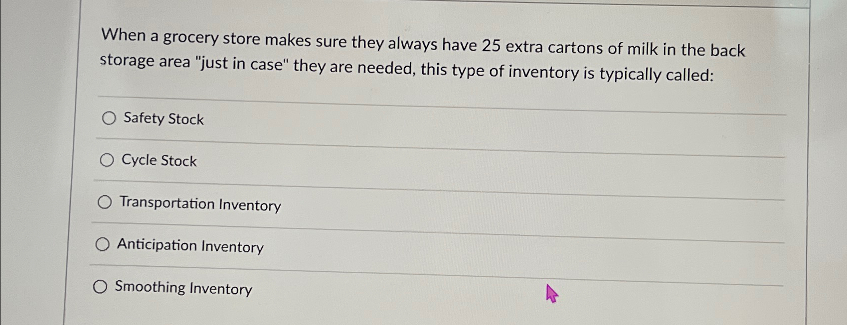  When a grocery store makes sure they always have 25 extra