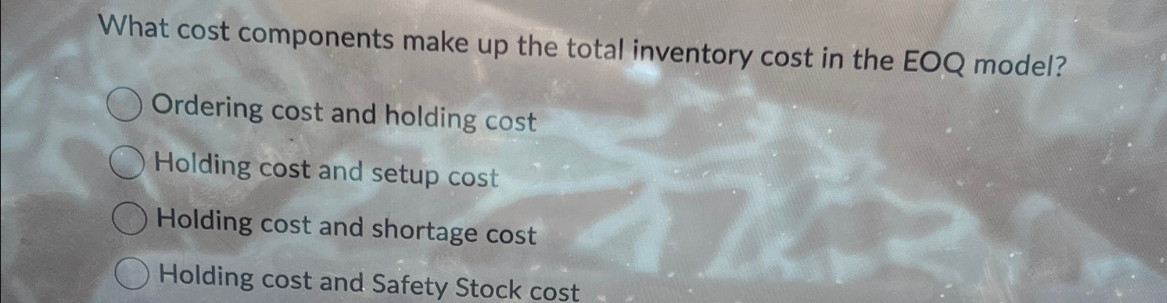  What cost components make up the total inventory cost in the
