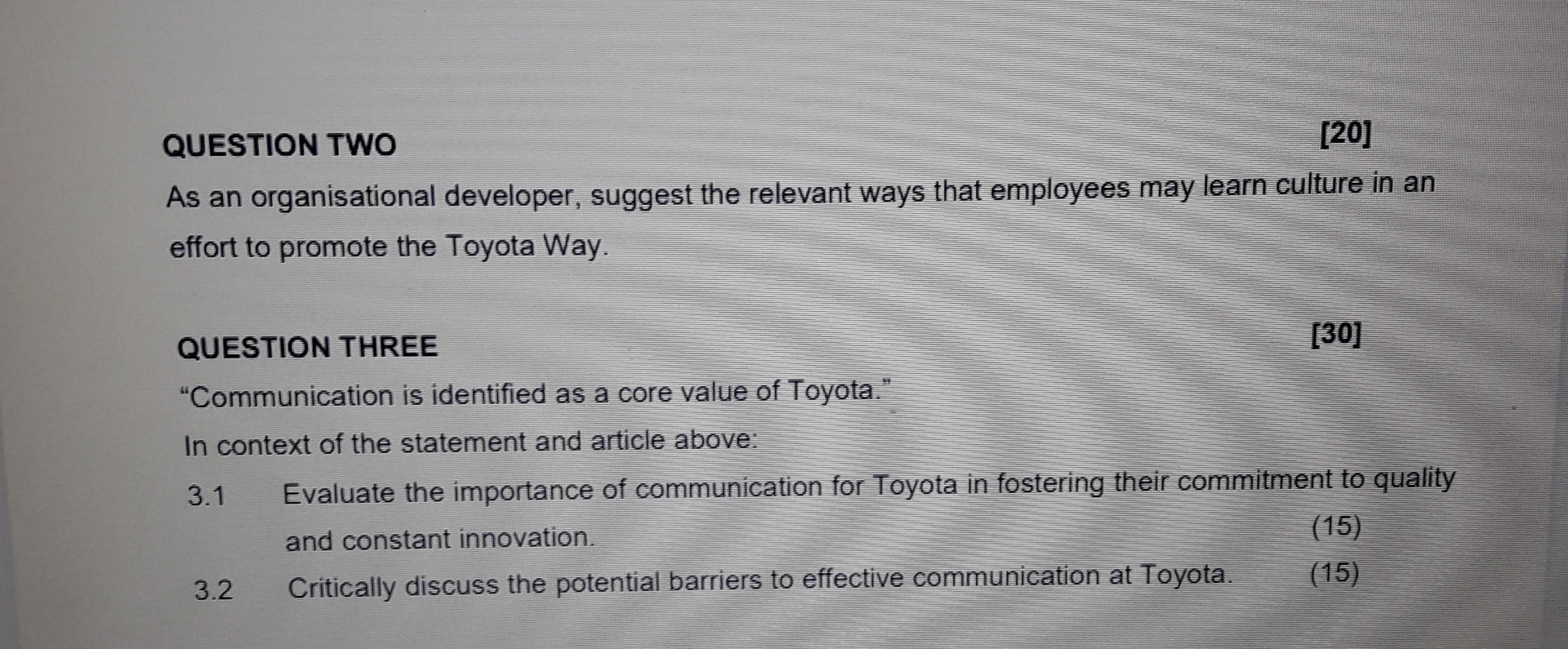  QUESTION TWO [20] As an organisational developer, suggest the relevant ways