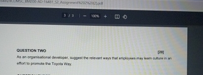  QUESTION TWO [20] As an organisational developer, suggest the relevant way